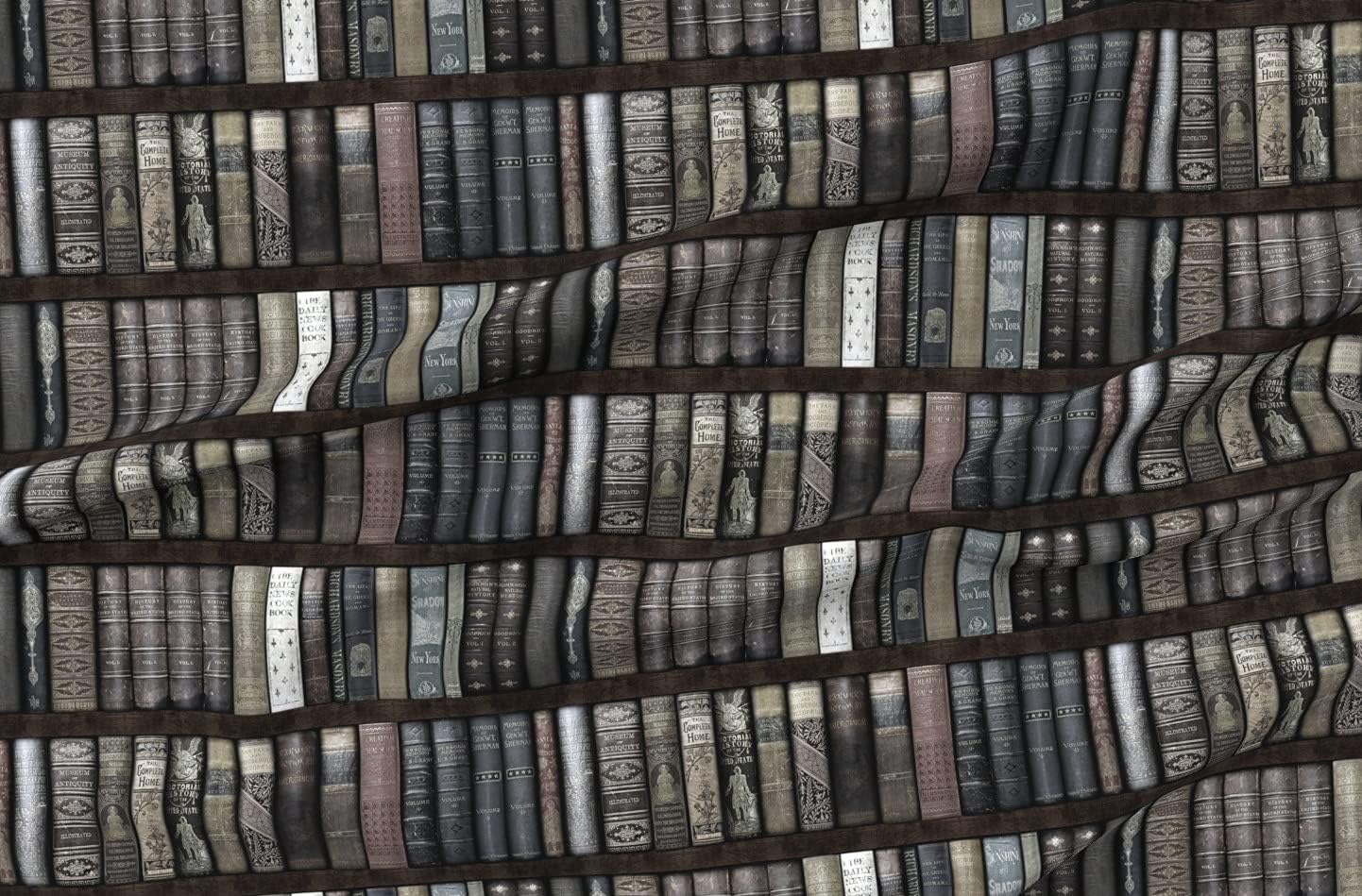 Spoonflower Fabric - Library Moonlight Shelves Books Magic Book Classroom Printed on Organic Cotton Sateen Fabric by The Yard - Sewing Quilting Apparel Home Decor