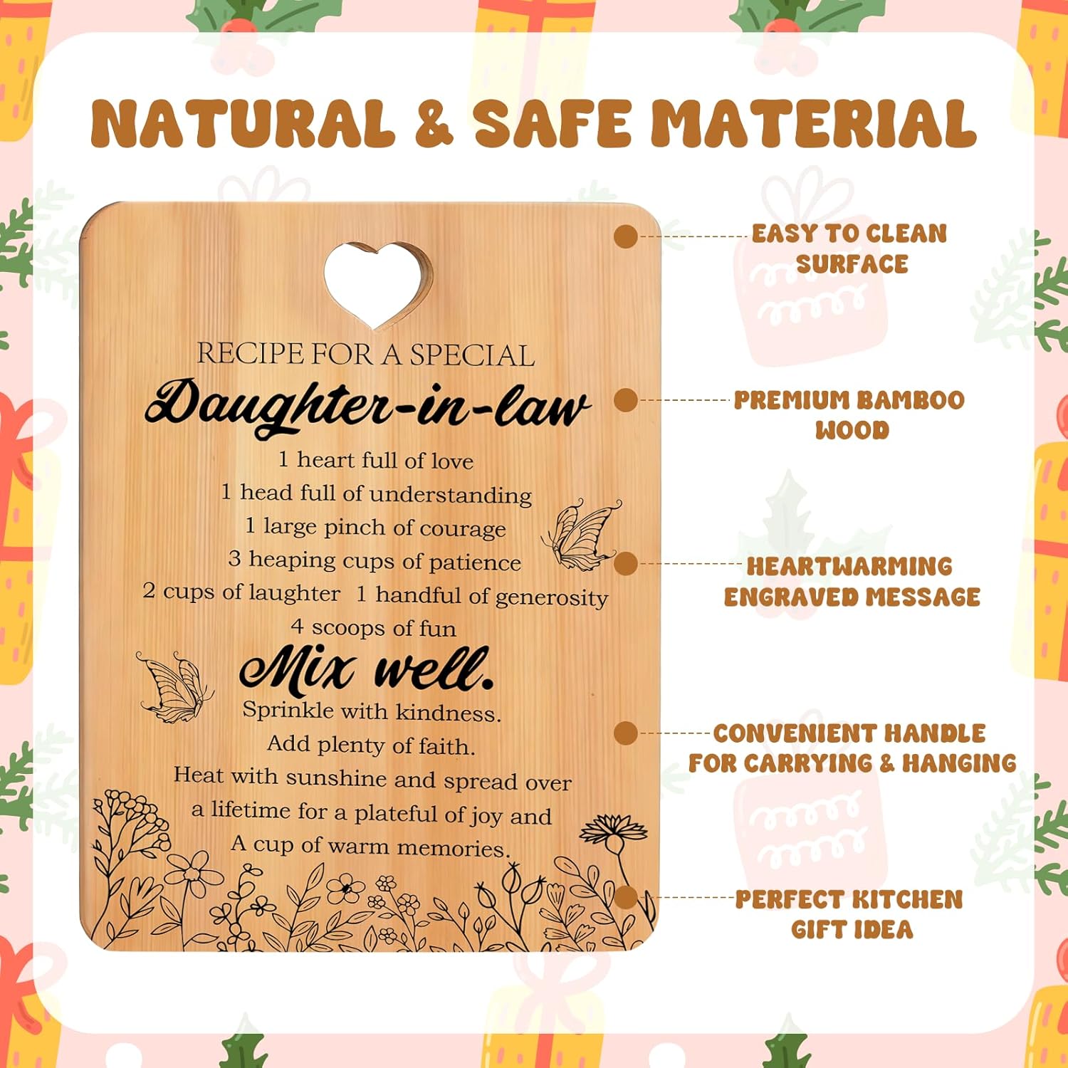 Daughter in Law Mothers Day Gifts Cutting Board Set Best Daughter in Law Gift With Cutting Board Kitchenwares Tumbler Keychain Sunflower Doll for Christmas Birthday Mothers Day for Daughter in Law