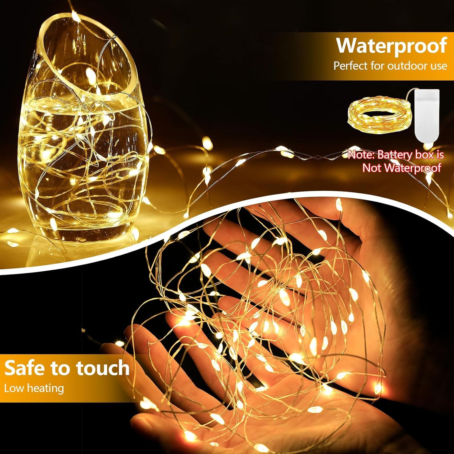 Lot de 30 Guirlande Lumineuse LED Mini Guirlande a Pile 1M 10 Fil de Cuivre Intérieur et Extérieur Décoration Lumière pour bouteille Mariage Fête Noël ChambreBlanc Chaud