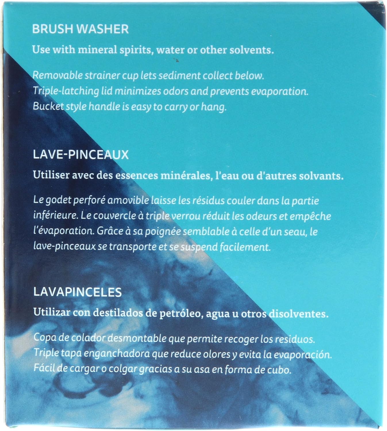 Art Alternatives Metal Brush Washer- Small, 8 oz. - 3.75" x 3" - Latching Lid, Stainless Steel, Easy Clean