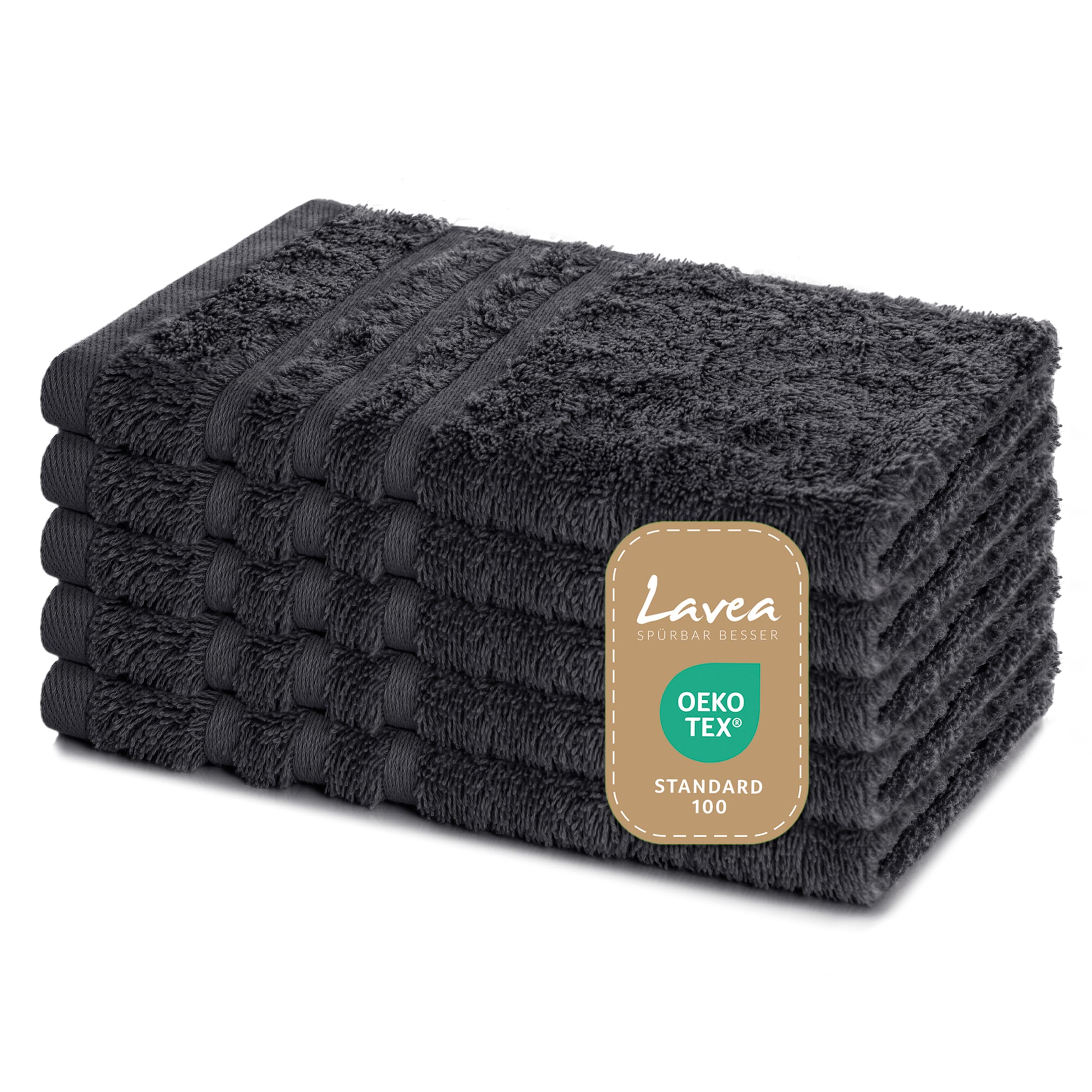 Lavea Set of 5 Guest Towels Set, Guest Towels 30 x 50 cm, Terry Towelling Guest Towel Made of 100% Cotton, Hand Towel Set