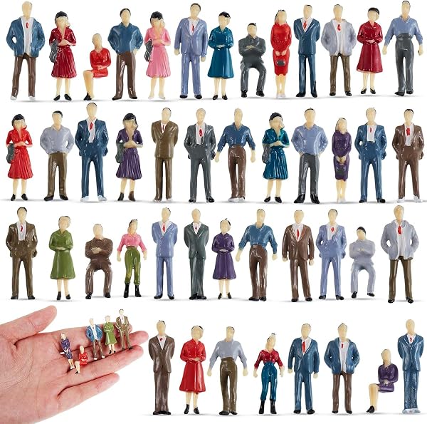 Kasyat 30 Mini Menschen Figuren 1,38 Zoll 1:50 Mini Modellbau Figuren Für Modelleisenbahnen Bemalte Menschen Kleine Aus Kunststoff Spielzeug Sitzende Stehende (30) - 1