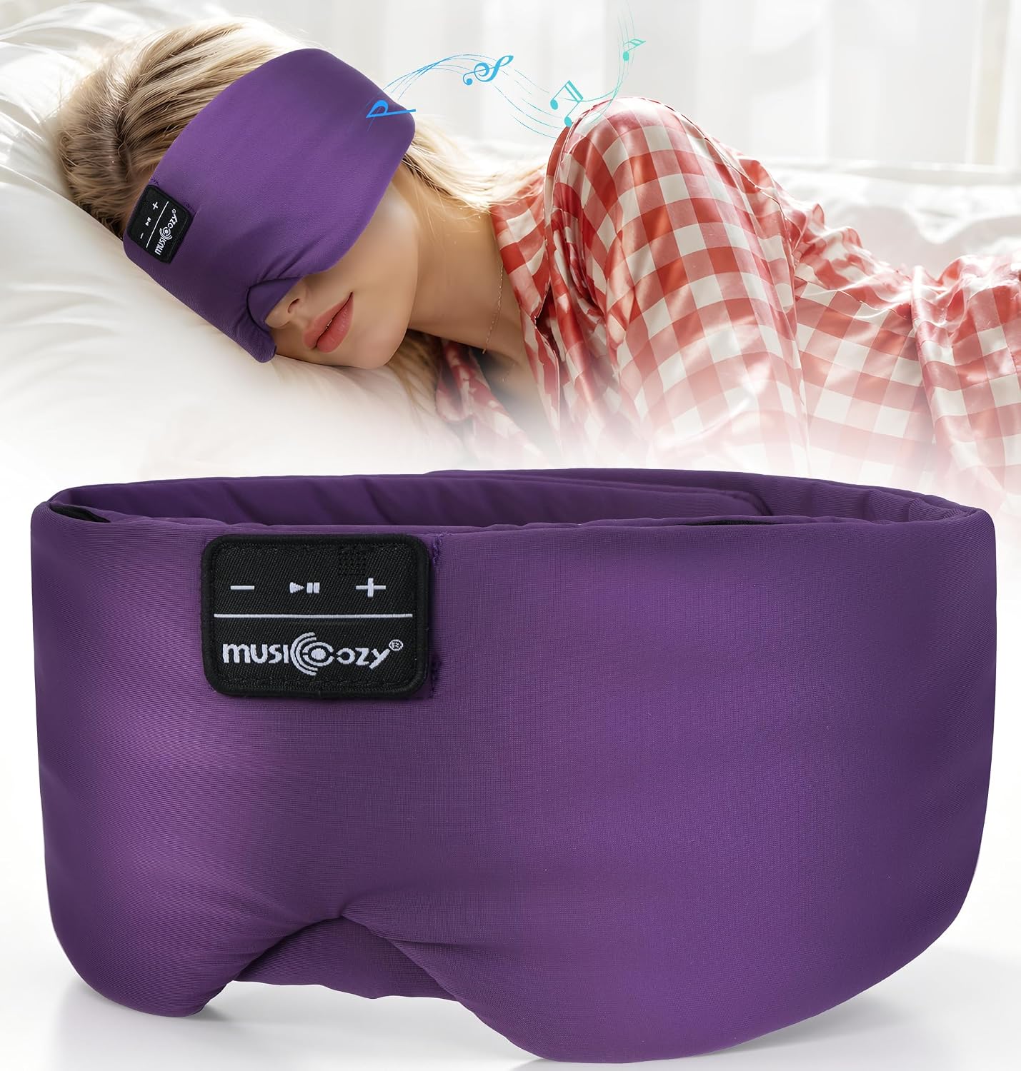 MUSICOZY Sleep Headphones, Sleep Mask Headphones with Bluetooth 5.4, Ice Silk Eye Mask with Bluetooth Headphones for Side Sleepers, Travel & Deep Sleep