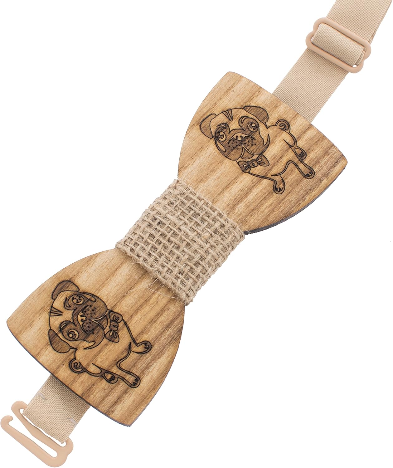 Wooden Bow Tie for Kids, Boys, Girls, Toddlers, Teens, Schoolers, by Bow Tie House (Medium, Pug-dog Beige): Clothing, Shoes & Jewelry
