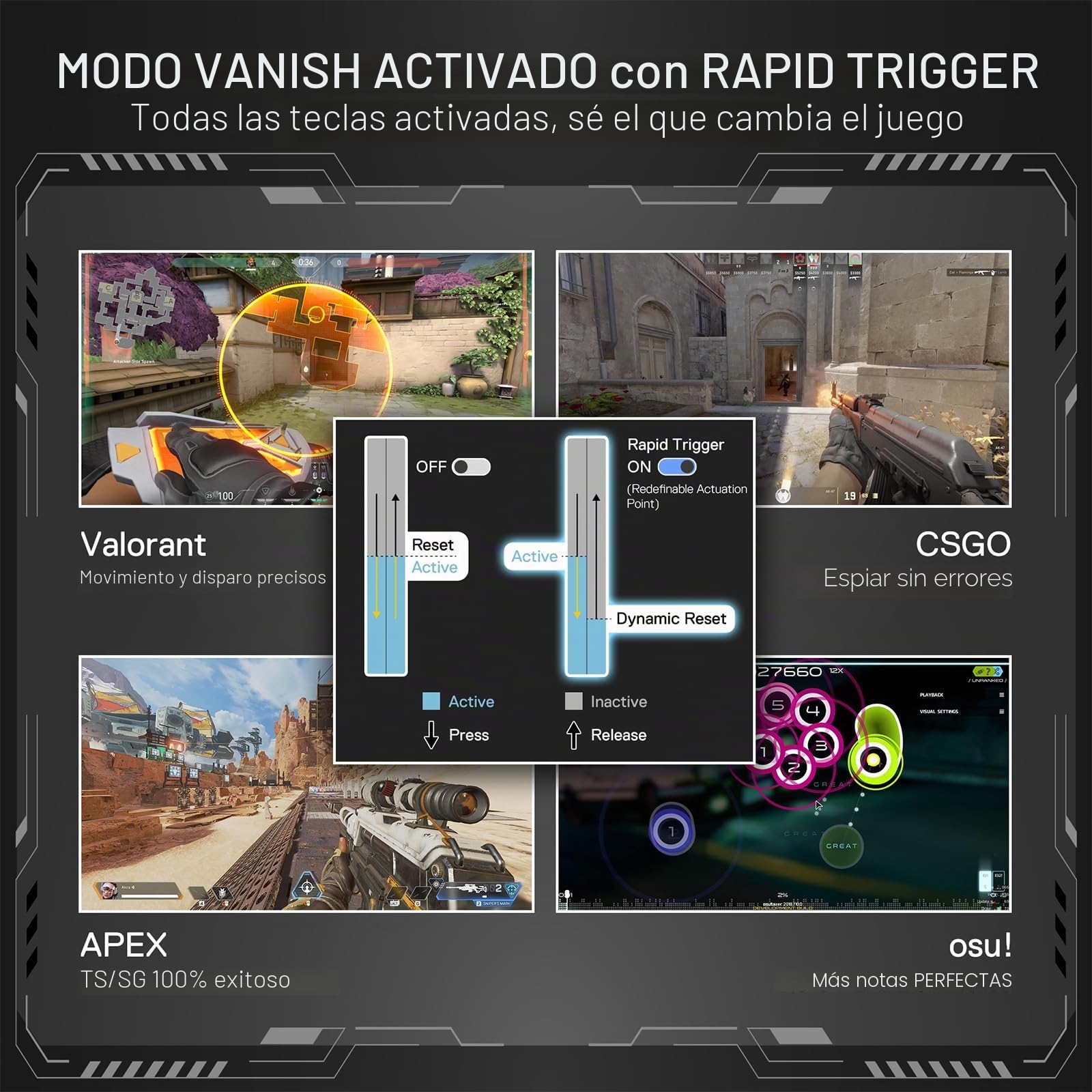Redragon K707 HE Teclado mecánico para Juegos de Disparo rápido, 87 Teclas TKL con Cable, Interruptor magnético de Efecto Hall, accionamiento hiperrápido, Punto de accionamiento Ajustable, US Layout