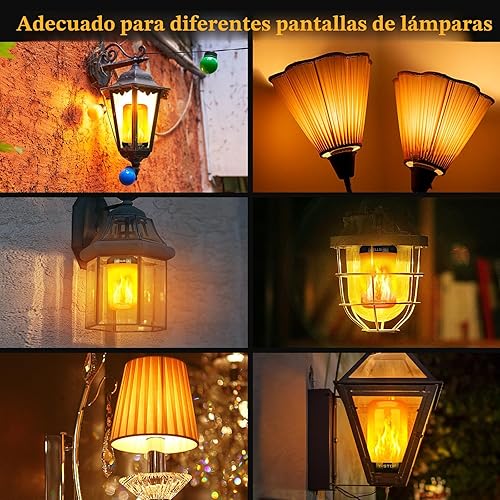 Miniatura 4 de Y- STOP Bombillas LED de llama mejoradas, 4 modos de luz parpadeante para exteriores con efecto invertido, bombilla de llama de base E26 para
