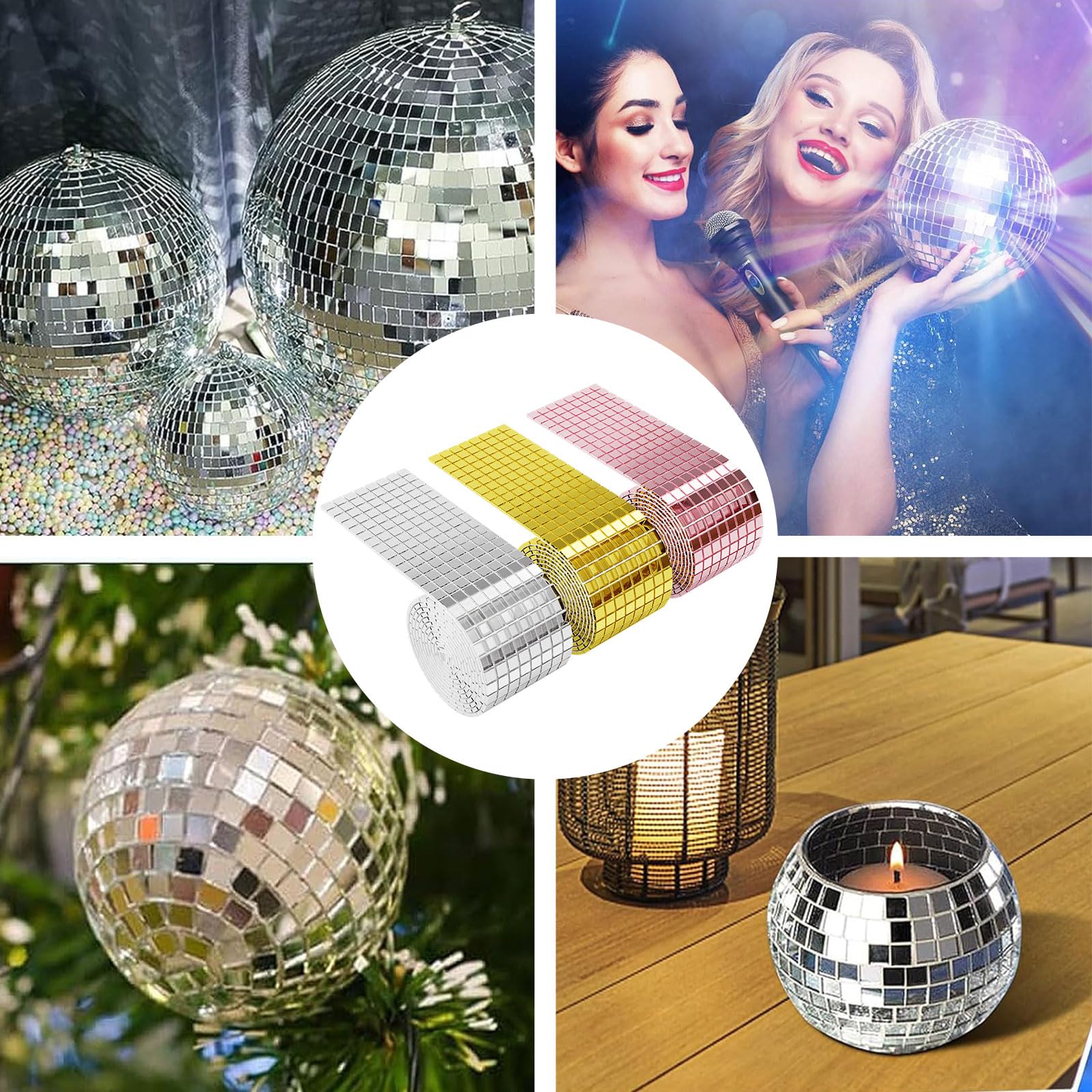 4800 Pièces Mosaïque Miroir Autocollantes 5x5 Mm - Carreaux Or Rose Pour Déco DIY, Fête, Bricolage
