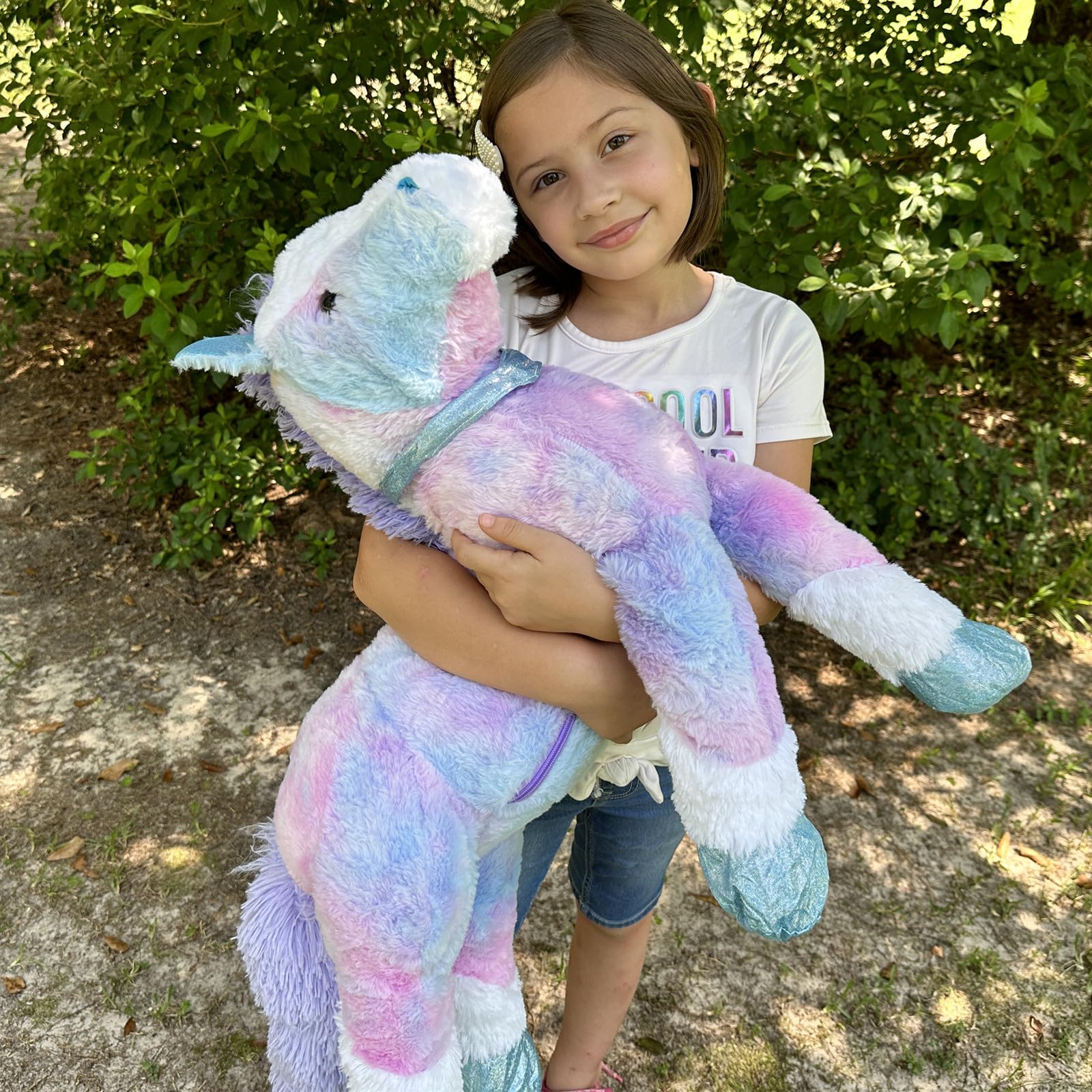 KERTA Big Horse Stuffed Animals Plush Toy, 35 Inch Large Stuffed Horse Toys Gift Soft Blue Pony Plush Pillow for Boys Girls 7