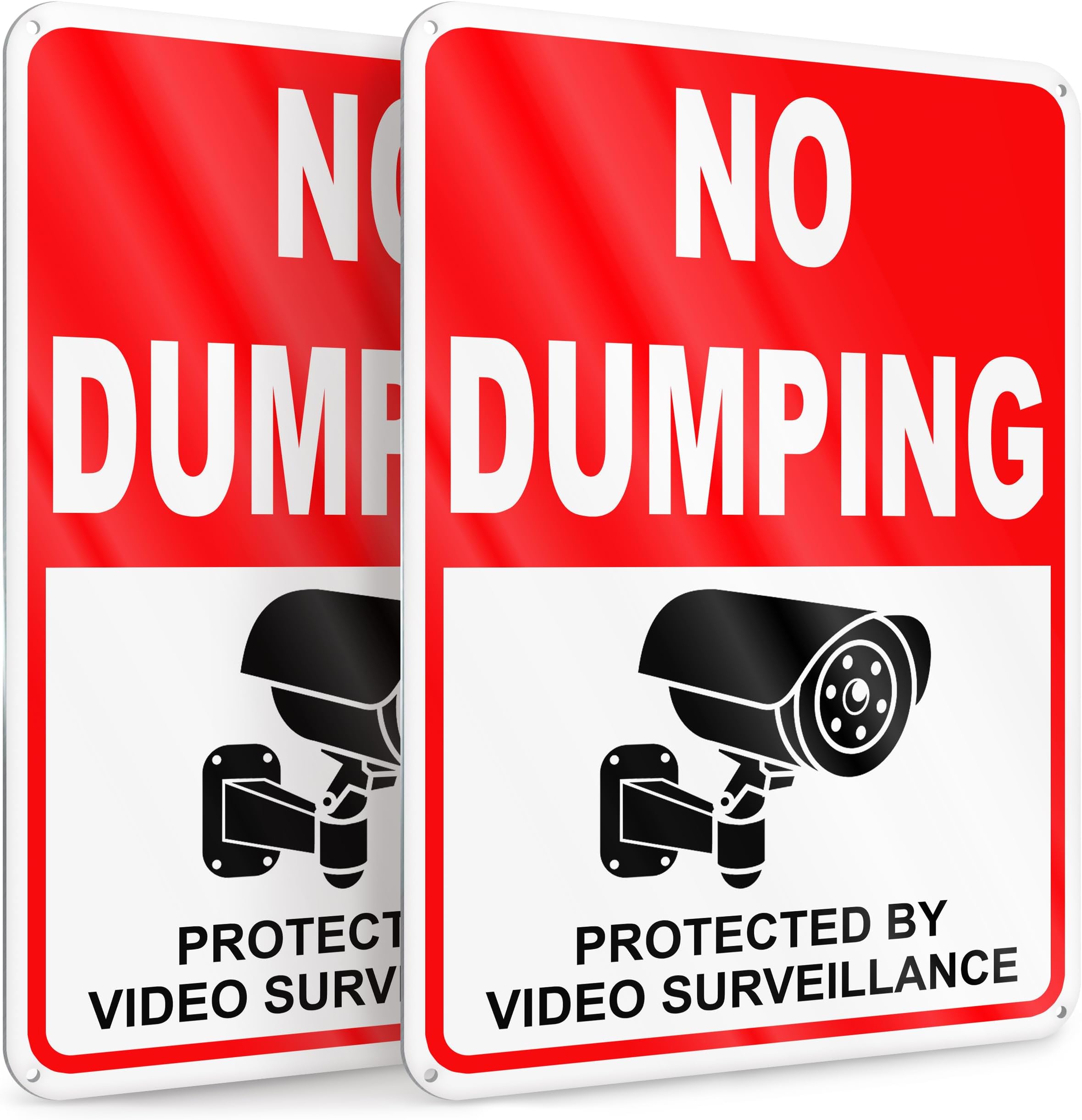 2 PC No Dumping Signs - 10 x 7 Aluminum No Garbage Sign - Video Surveillance Sign - No Dumping Signs Private Property - No Littering Sign Outdoor