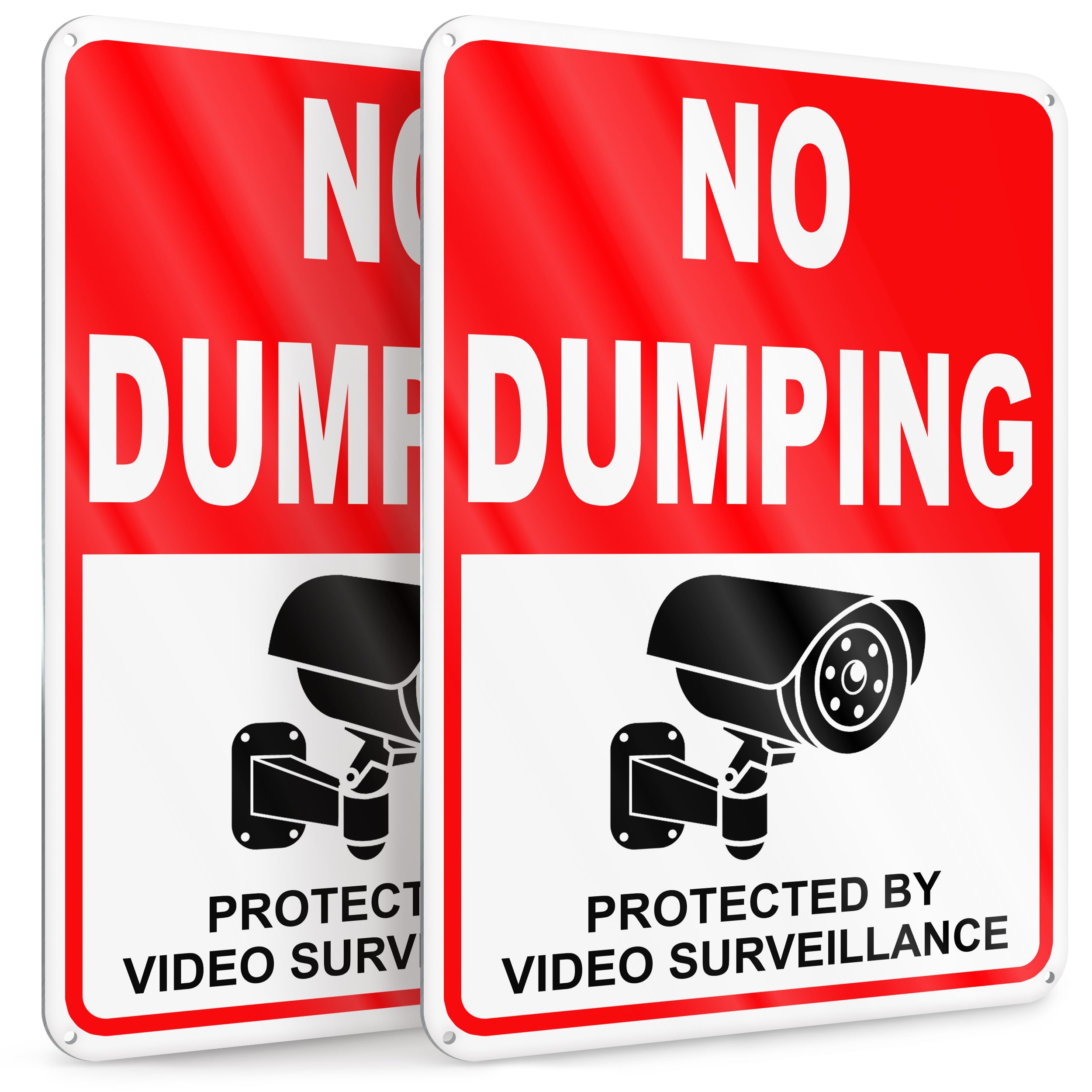 2 PC No Dumping Signs - 10x7 inches Aluminum No Garbage Sign - Video Surveill...