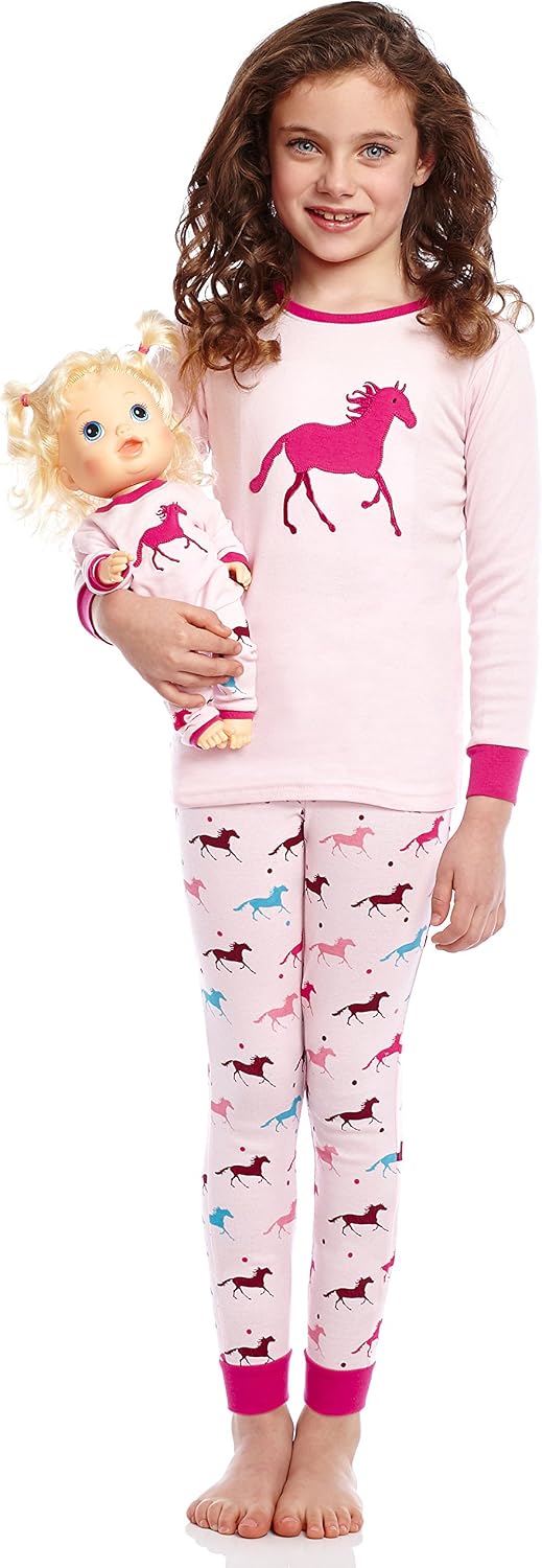 Leveret Kids & Toddler Pajamas Matching Doll & Girls Pajamas 100% Cotton Pjs Set (2-14 Years) *Fits American Girl