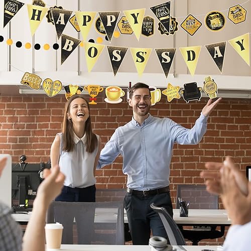 Miniatura 5 de Seajan 5 unidades de pancarta con purpurina para el día del jefe, guirnalda con purpurina para el día del jefe, decoración del día del jefe de oro