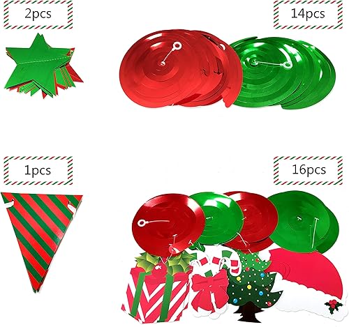 Miniatura 5 de 33 piezas de decoración de Navidad, remolinos colgantes, decoración de techo, suministros de fiesta de invierno, adornos navideños