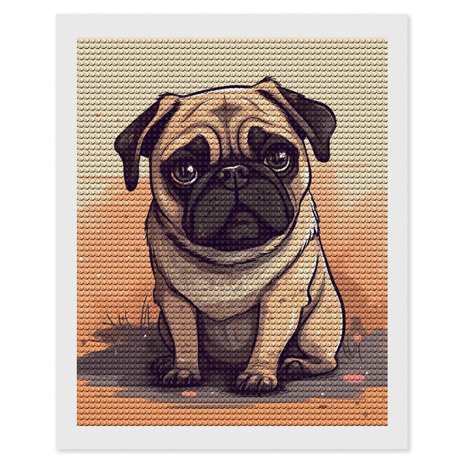 NONHAI Diamond Painting Kits for Adults - DIY Diamond Art Kits for Beginners - Full 5D Paint Drill Diamond Dots Paintings- Pug Cartoon Diamonds Pictures Gem Art and Craft Wall Decor 16"x20"