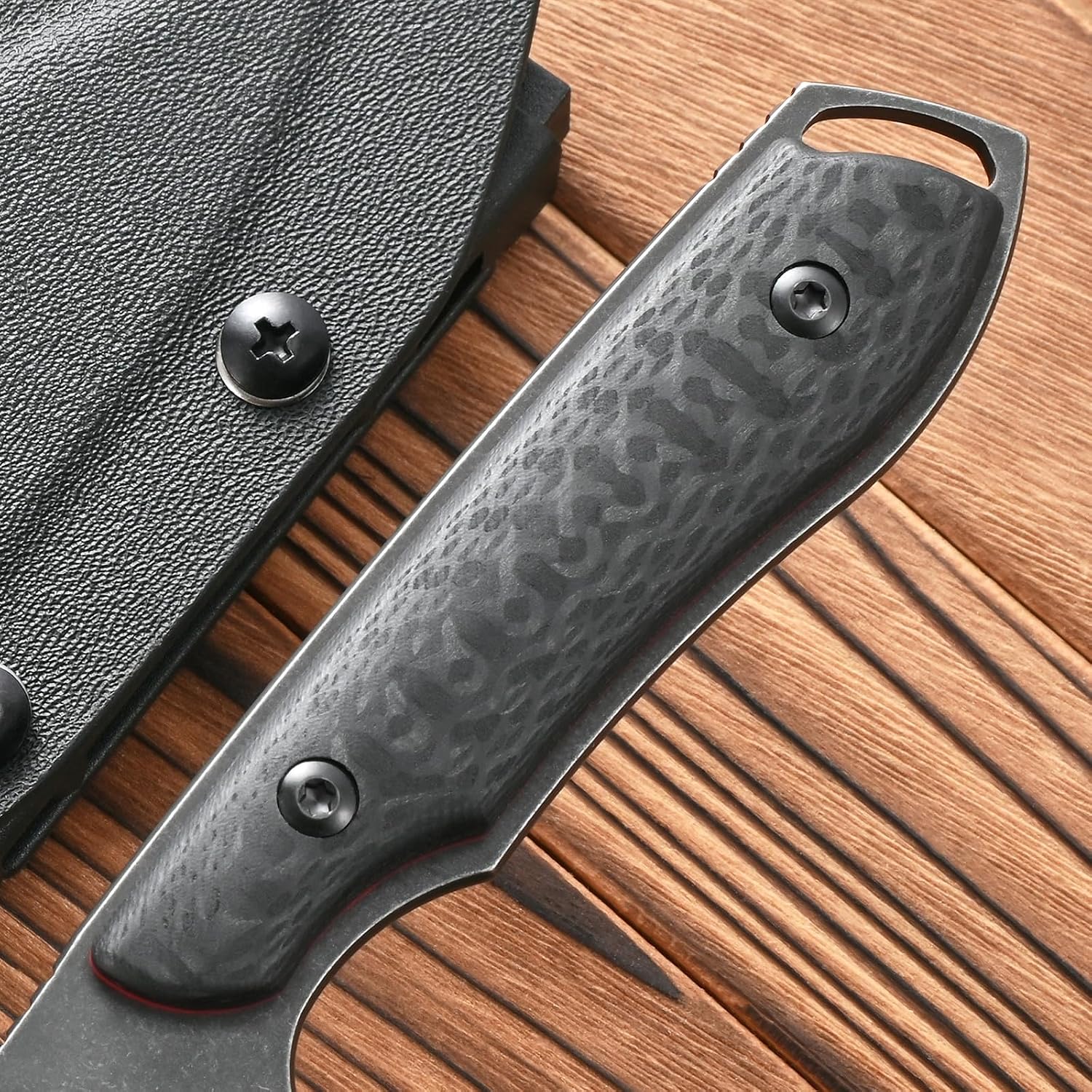 FF111 Fixed Blade Knife, 14C28N Black Stonewashed Steel Blade Carbon Fiber Handle Full Tang Knife with Sheath for Outdoor Camping Hunting Working (Black)