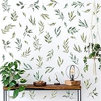 Vista 9 de Calcomanías de pared de hojas verdes, calcomanías de hojas de árbol para despegar y pegar, calcomanías de hojas de plantas botánicas, calcomanías