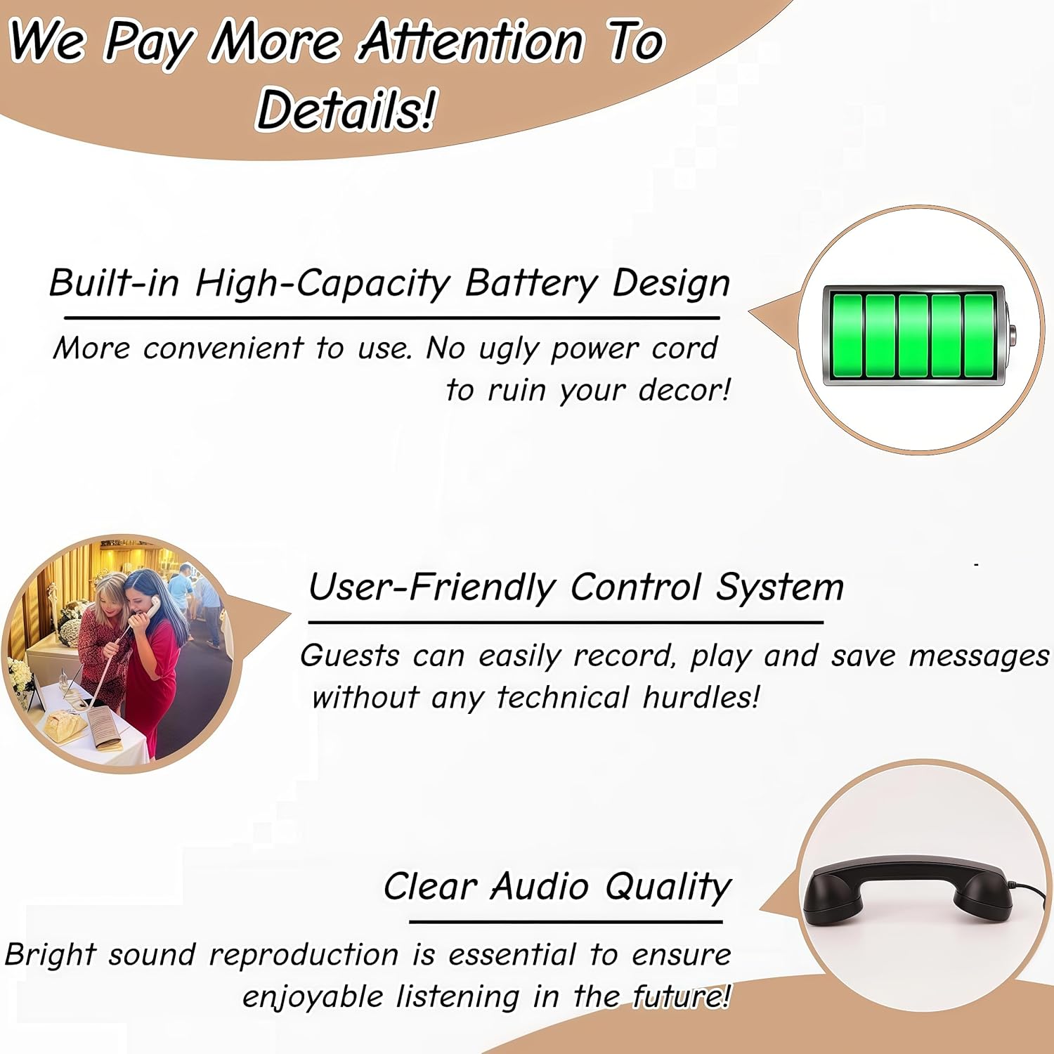 RetroVox Audio Guest Book Wedding Phone Guestbook Guest Audio Message Book, Vintage Style for Wedding Reception, Bridal Shower, Baby Shower（06 Sky Blue） - Image 4