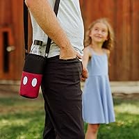 Vista 2 de Picnic TIME Disney Mickey Mouse Shorts Shorts Bottle Cooler, Water Bottle Holder, Insulated Water Bottle Cooler Bag, (Black with Red Pattern)