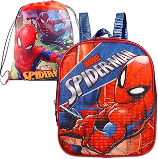 Spiderman Backpack for Boys 4-6 Set - Spiderman Travel Bag Bundle with 11” Mini Spiderman Backpack, Spiderman Drawstring Bag | Spiderman Backpack Toddler