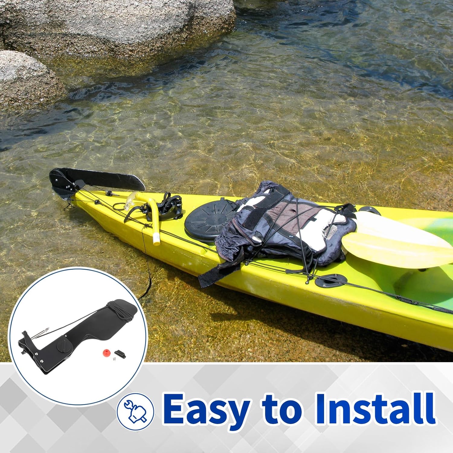 Kayak Rudder, Canoe Boat Rudder, Fixation Boating Supplies Foot Control Watercraft Rudder Boat Rear Tail for Angling Boat, Canoeing Parts