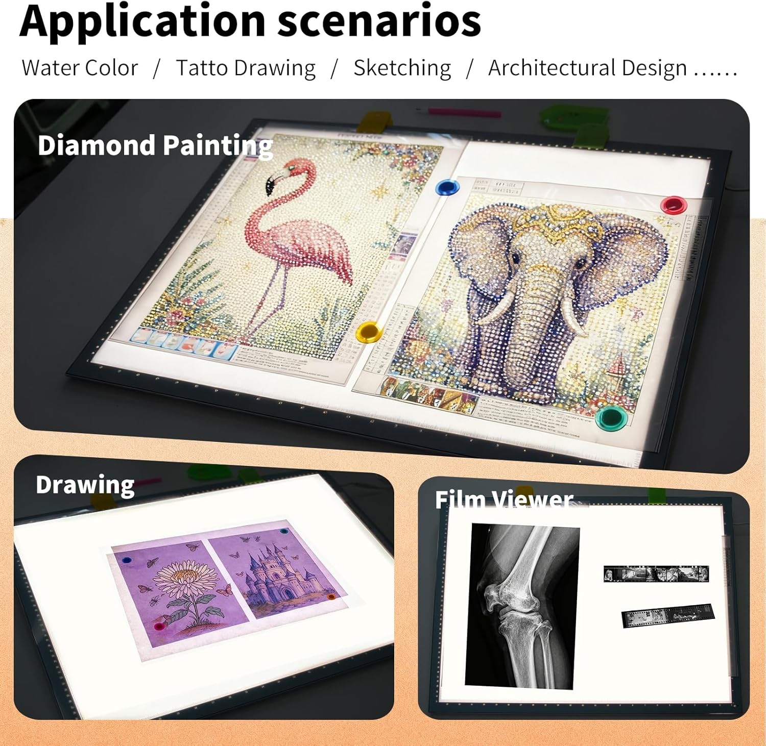 A2 Light Board for Diamond Painting, Super Bright Magnetic Light Pad, 12V2A Adapter Dimmerable，Lightbox for Tracing and Drawing, Corded Light Table for Sketching, Animation, Weeding Vinyl