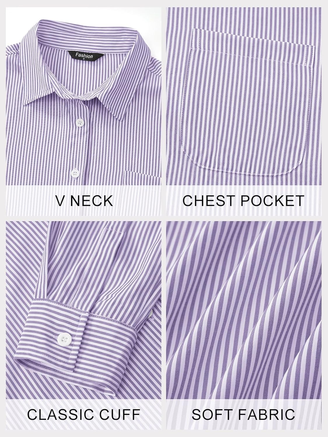 PRETTYGARDEN Womens Button Down Shirts Striped Long Sleeve Casual Collared Office Business Work Blouses Tops Spring Clothes - Image 6