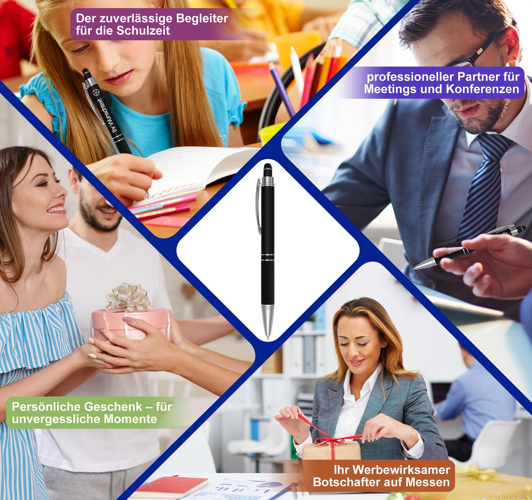 Homewit 10–1000 STK Kugelschreiber Personalisiert mit Gravur,Touchpen,400 | Werbekugelschreiber für Firmenwerbung, Messen, Büros, Schulen, Abschlussfeiern, als Kunden-, Mitarbeiter- & Businessgeschenk