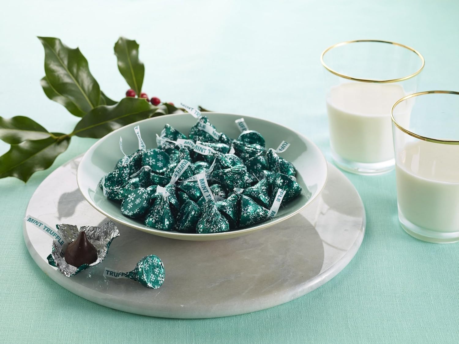 KISSES Holiday Dark Chocolate Filled with Mint Truffle, 10 Ounce (Pack of 4)