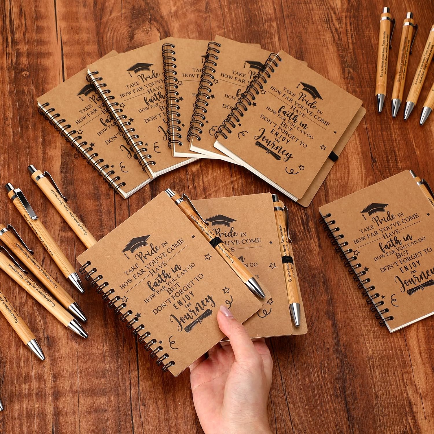 FillTouch 30 Sets 2026 Graduation Gifts Inspirational Spiral Journal with Motivational Pen Graduate Kraft Notebooks Ballpoint Pen Class of 2026 Gifts for College Graduate