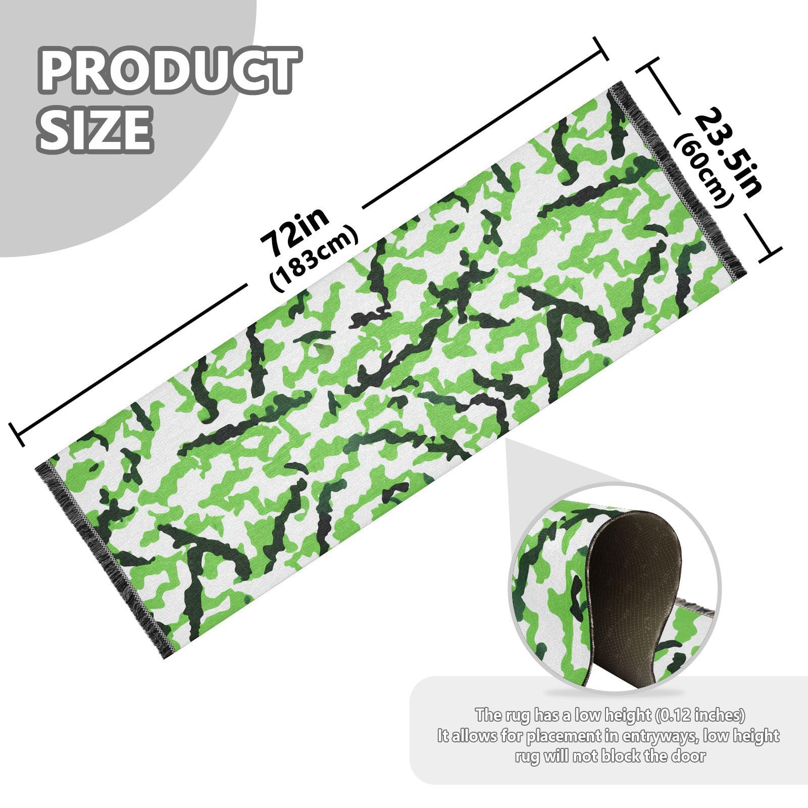 Abstract Camouflage Green Runner Rug for Hallways Kitchen Rugs Washable Rug for Bathroom Laundry Entryway Indoor