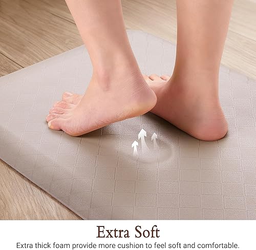 Vista 60 de HappyTrends - Tapete acolchado antifatiga y antideslizante, 17.3 x 28 pulgadas, grueso, resistente, impermeable, ergonómico, cómodo, para cocina