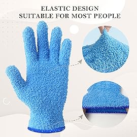 Evridwear Microfiber Dusting Gloves, Dusting Cleaning Glove for Plants, Blinds, Lamps and Small Hard to Reach Corners, 5 Pairs (Blue S/M)