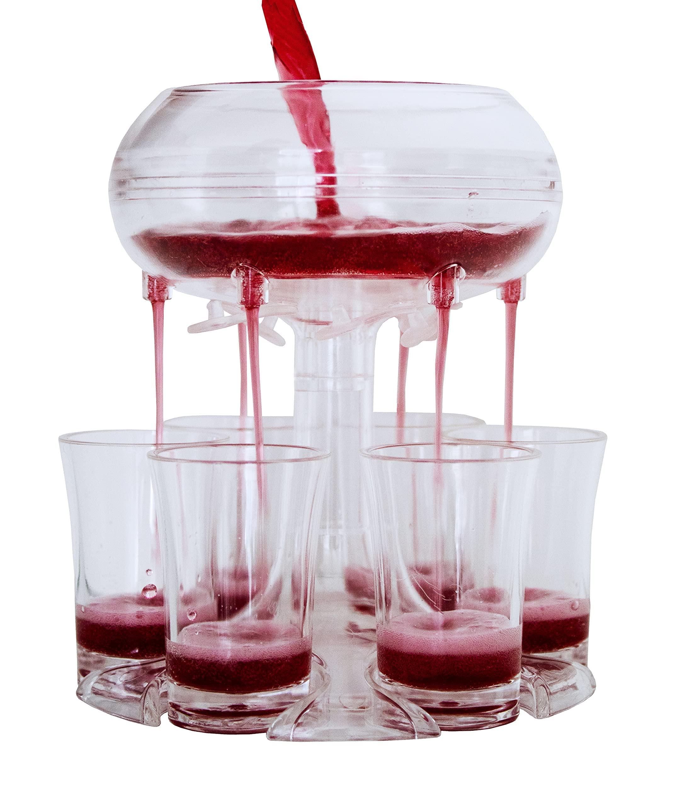 L'chaimware 6 Adjustable Shot Dispenser, Acrylic Shot Dispenser and Holder, for Filling Liquids, Cocktail, Drinks and Beverages for Drinking Games, Parties and Bar, Shot Glass Carrier