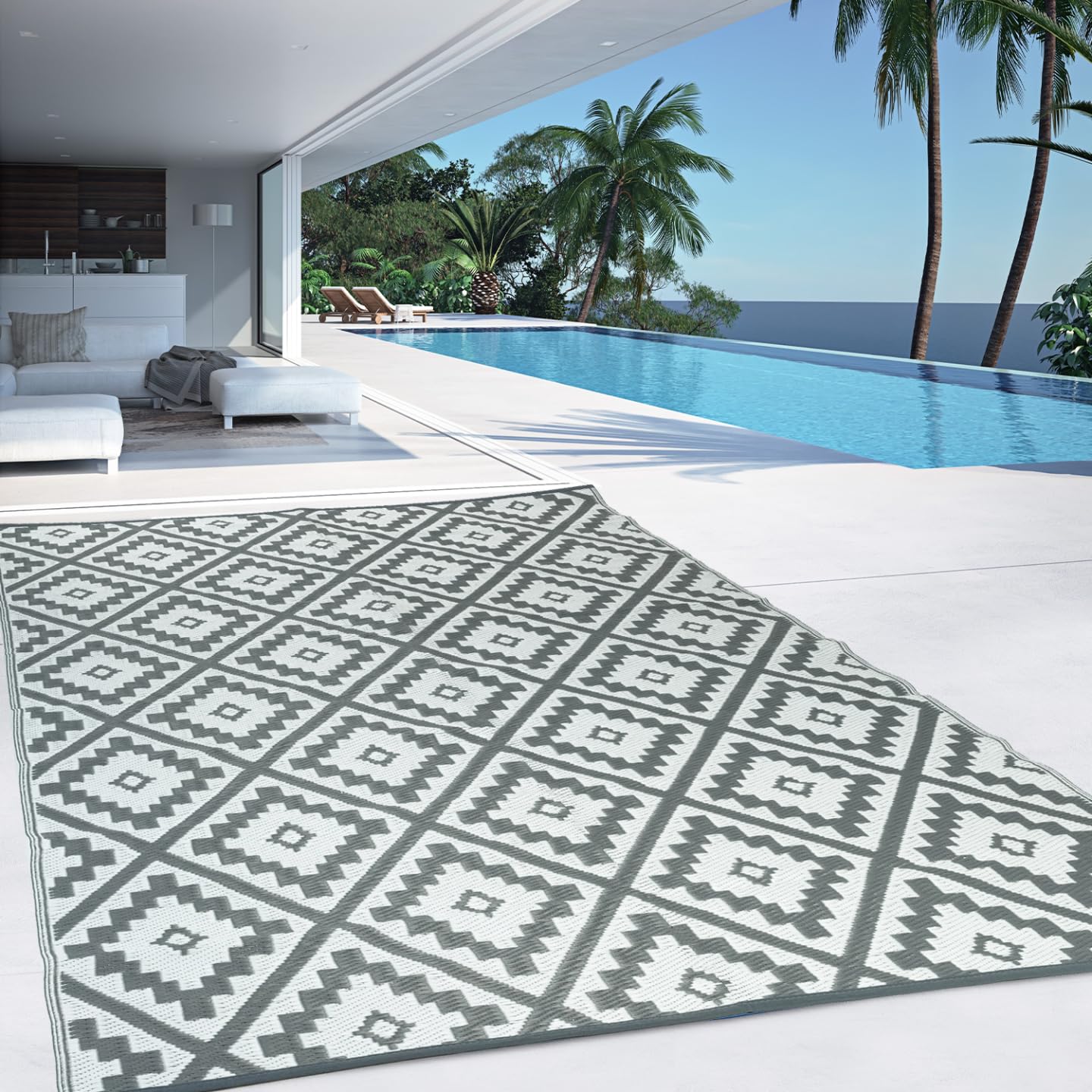 IDMarket - Tapis d'extérieur Bahamas gris 270 x 370 cm