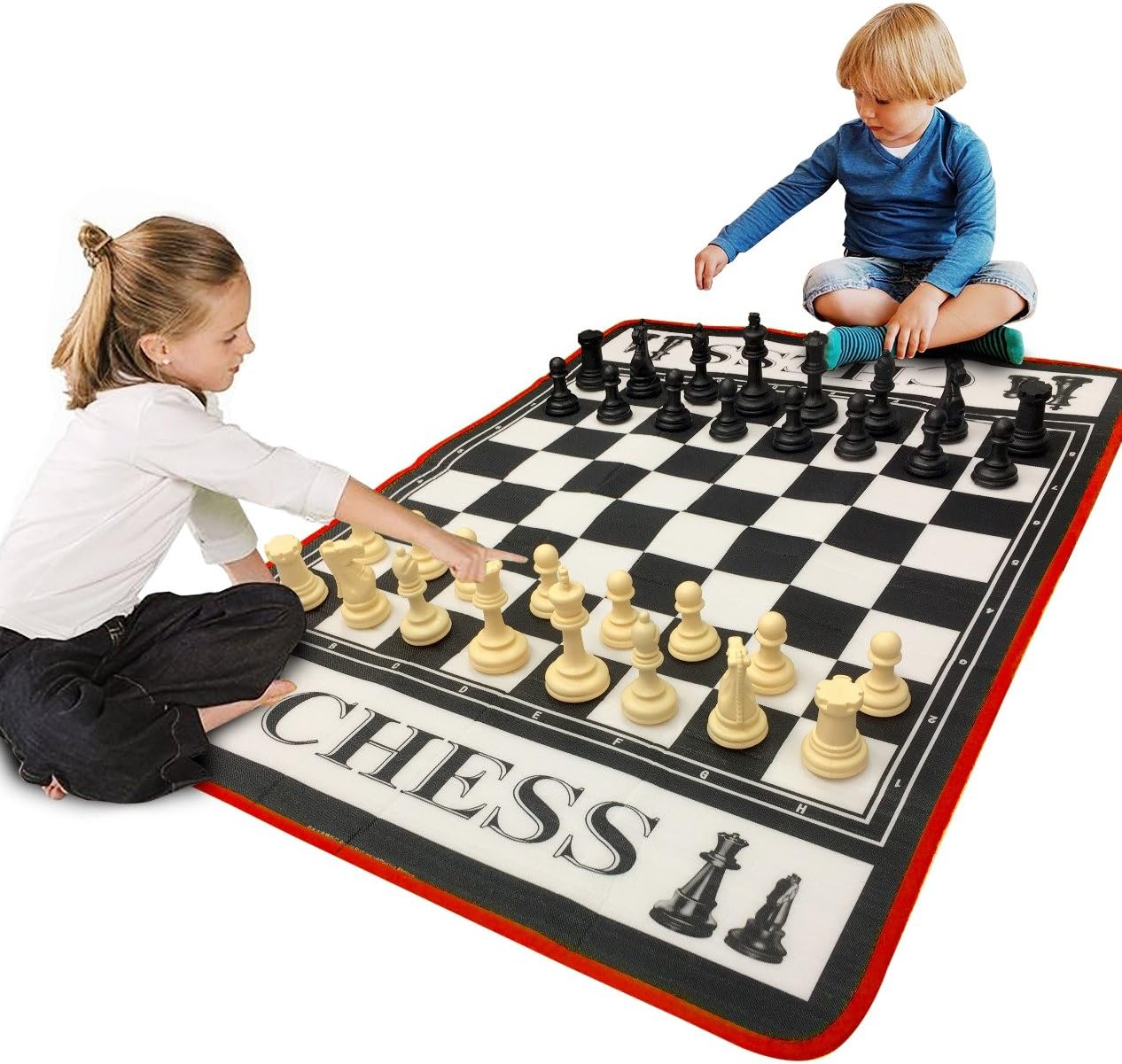 EasyGo Giant Chess Game � Indoor Outdoor Family Game � Lawn Game - 3 Feet X 4 Feet Mat� Pieces Range from 3-6 Inches Tal