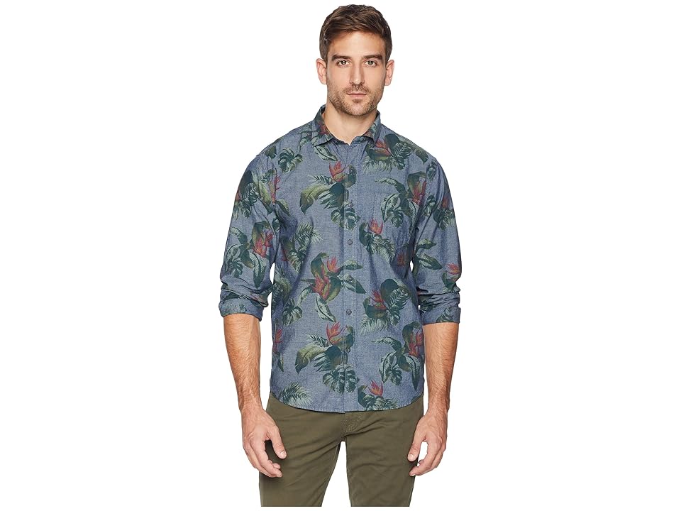 

Tommy Bahama Chambray Ole Shirt (Ocean Deep) Men's Long Sleeve Button Up, Blue