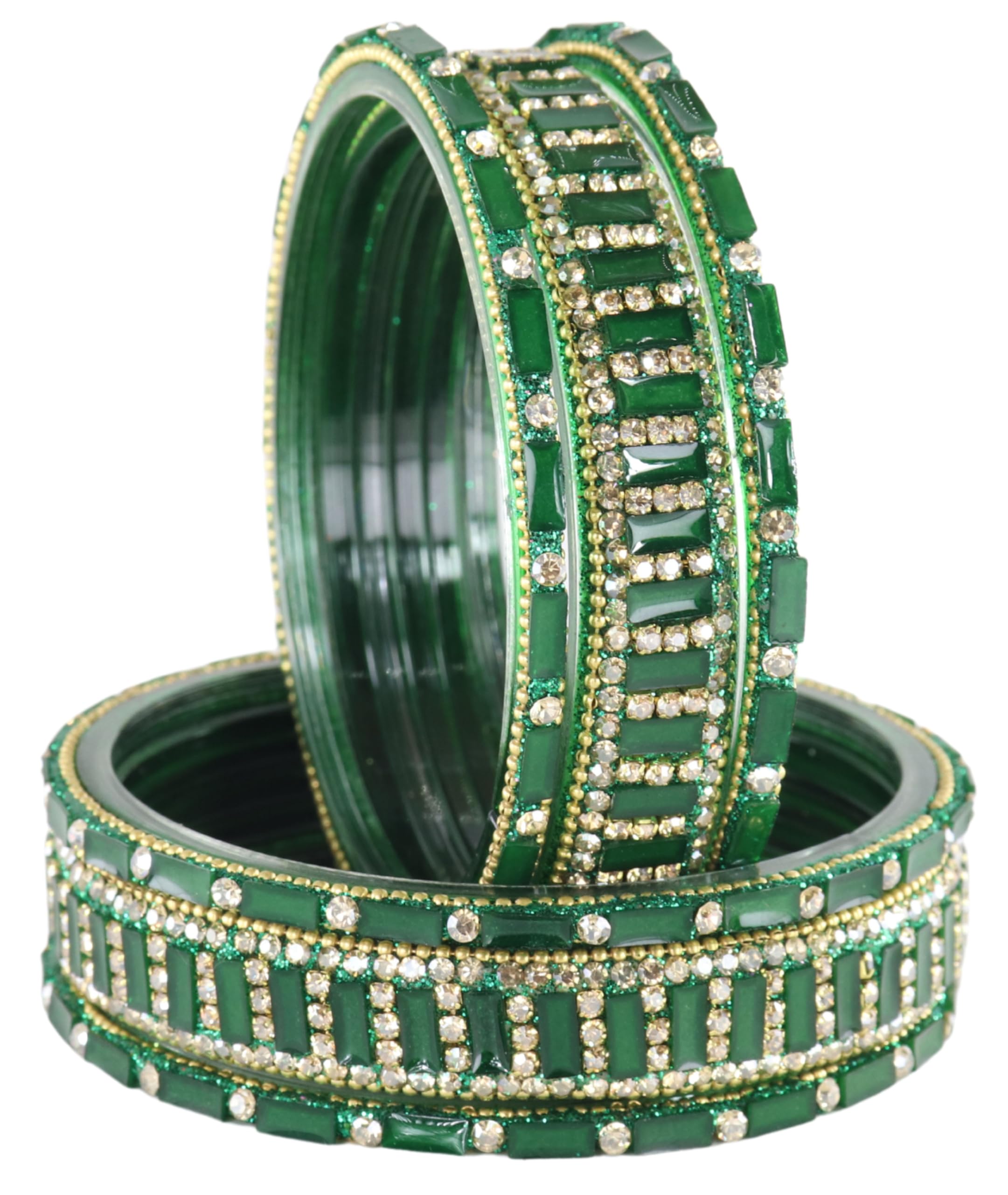 Latest Glass Bangles Set For Girls & Women Adorned with Zircon Diamonds & Acrylic Beads | Traditional Kanch ki Chudi Kangan | Stylish Glass Kada Set For Wedding, Party, Daily, Occasion-Set of 6-image-27