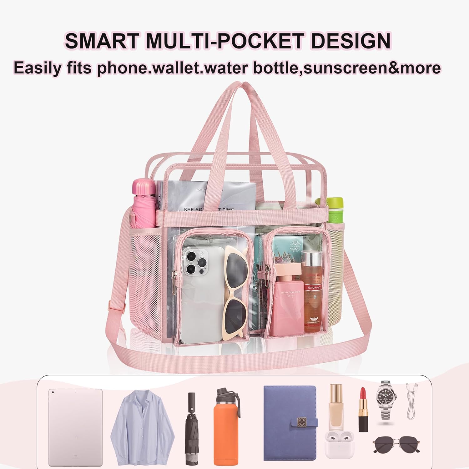 Oraben Clear Tote Bag Clear Bag Stadium Approved 12x6x12 Stadium Bag for Work, Sports Games,Gym - Image 7