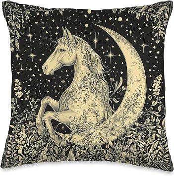 Moonlight Horse A Nighttime Fantasy Throw Pillow