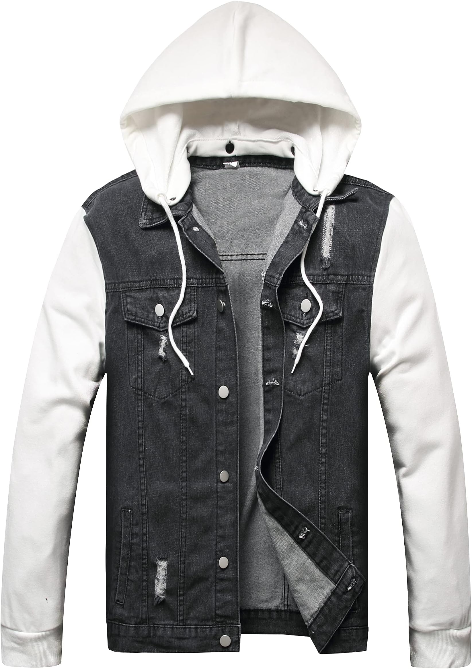 Hoodie Jean Jacket for Men,Casual Slim Fit Men's Denim Jacket with Hood