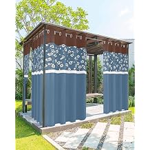 Blue Brown Flowers Outdoor Curtains for Patio Waterproof,Windproof Privacy Curtains with Weighted Bottom,Classic Botanical Art Elegant Outside Drapes for Picnic Garage Backyard Cabana 54"x108" 1 Panel