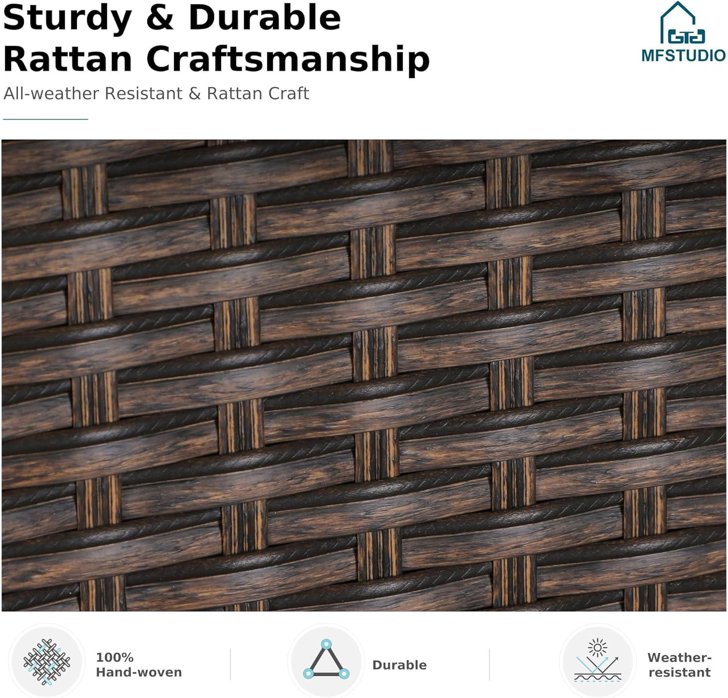 MFSTUDIO Wicker Patio Chairs Set of 4, Outdoor Furniture Dining Chairs, Extra-Wide Patio Chair Set with Zipper Cushions, Rattan Outdoor Chair Sets of 4, Deck, Porch