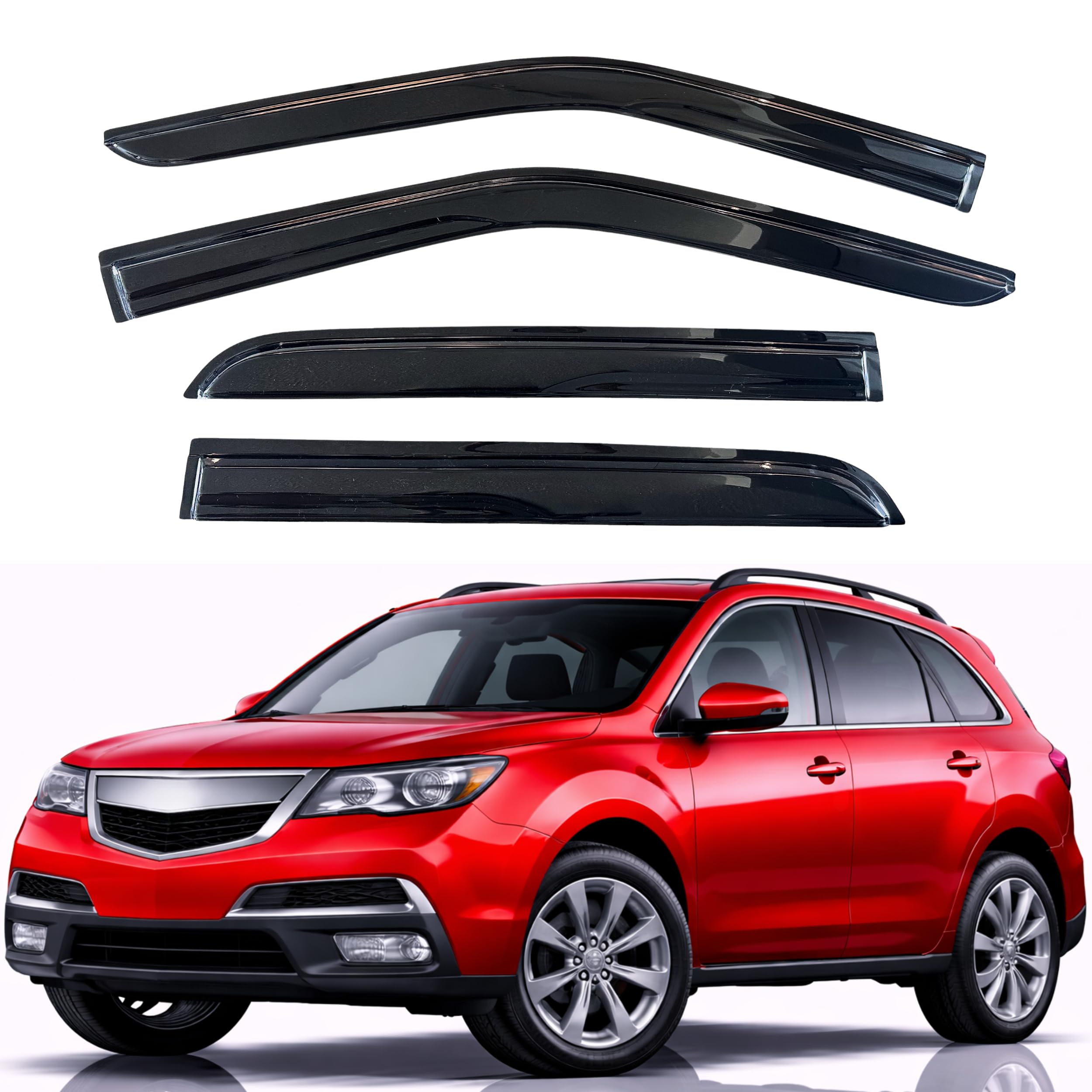 KPY Rain Guards Fit for 2007-2013 Acura MDX, Out-Channel Window Visors Vent Wind Deflectors 4PC, Car Accessories for 07-13 Acura MDX