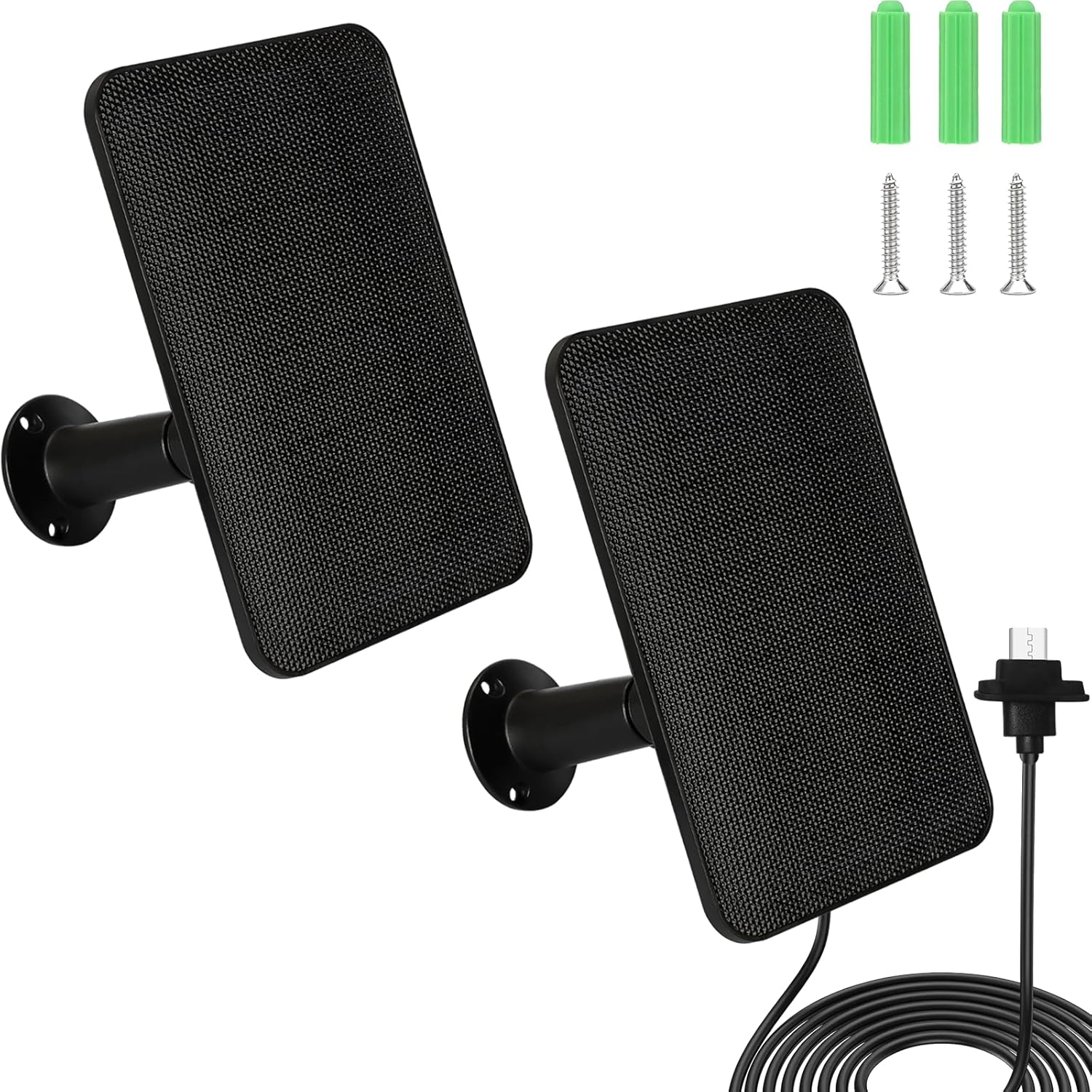 6W Solar Panel Charger for Blink Outdoor 4 (4th Gen), Solar Panel with 13.1ft Waterproof Charging Cable, Waterproof Rubber Plug, 360°Adjustable Mount and Micro USB and Type-C Port (for Blink 4-2PC)