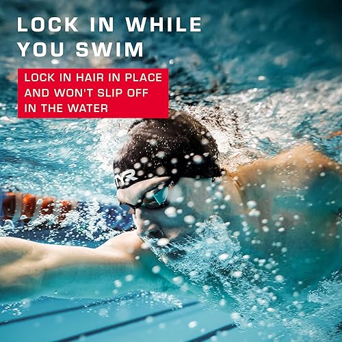 Miniatura 5 de TYR Gorro de natación de látex para adultos para mujeres y hombres, sombrero de natación de entrenamiento y recreación con una construcción de látex