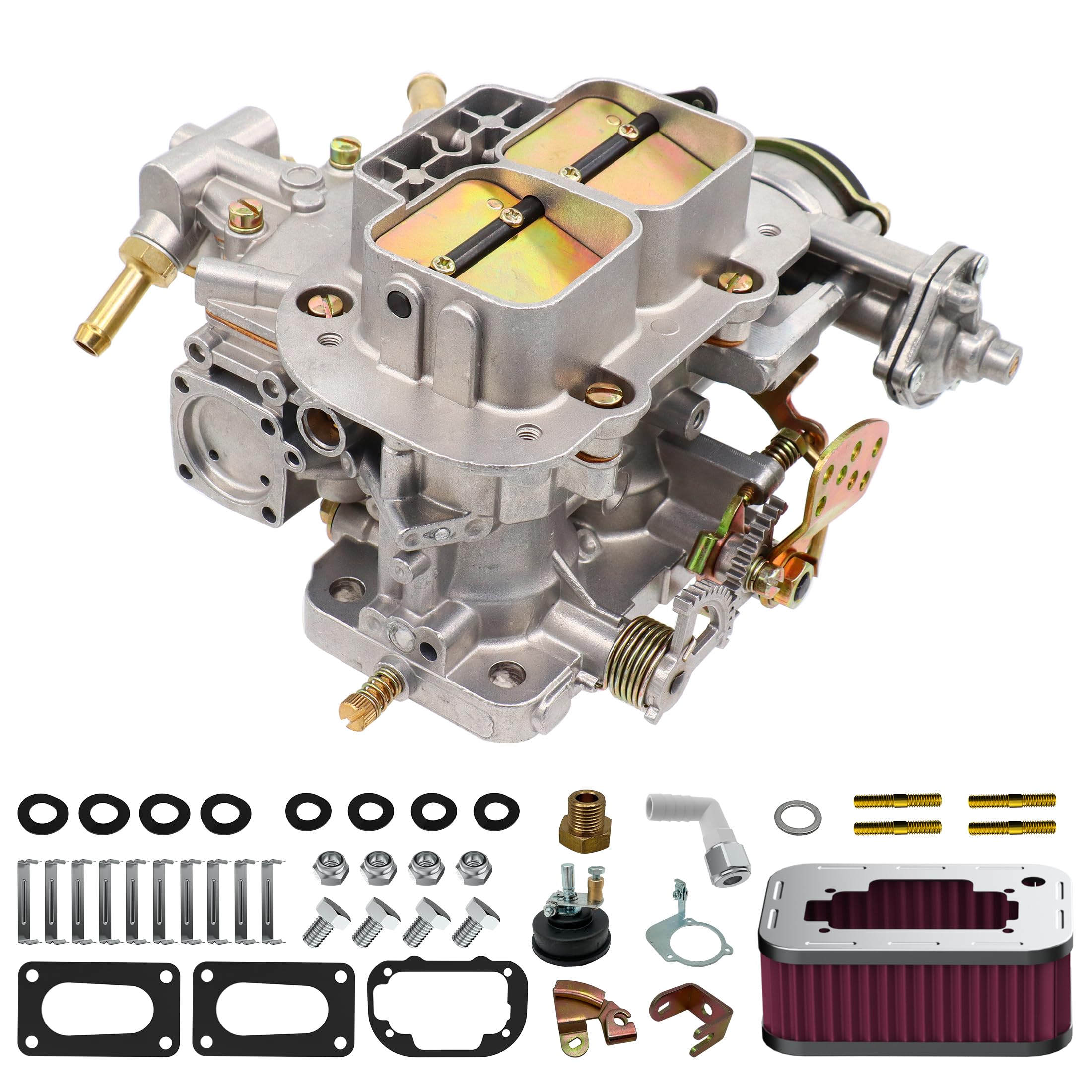 Weber 38/38 2 Barrel Carburetor Replacement - 390CFM Carb For Fiat, Ford, VW, Toyota & More 4-Cylinder Engines