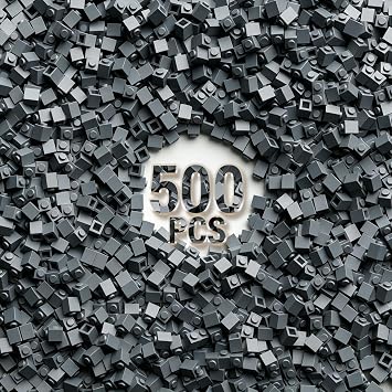 1x1 Bricks Bulk 500 Pieces, Classic Basic Parts Building Creative Play Set Blocks Toy Accessories Compatible with Lego 3005 Major Brands Dark Gray
