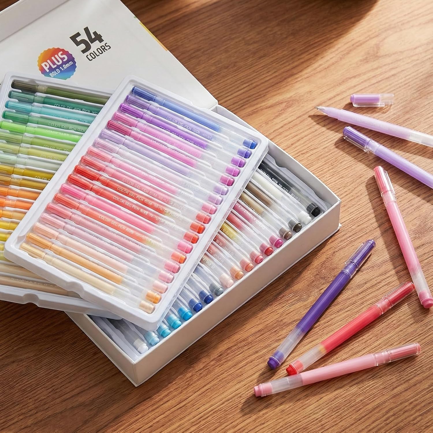 54 Colors 3D Acrylic Gel Pens for Coloring, 1mm Bullet Tip Acrylic Ink Pen for Adult Coloring Marker Paint Pens for Black Paper, Drawing, Fabric, DIY Projects, Art Crafts Supplies