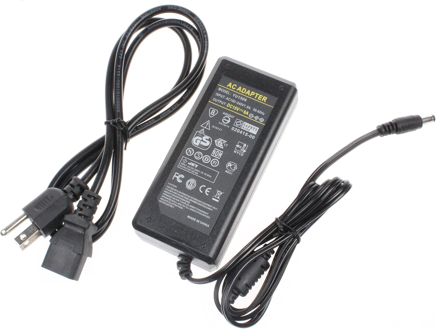 NOYITO 15V 6A 90W AC to DC Adapter 120V 100-240V 50 60 Hz to 15V Power Supply Charger Transformer 5.5 x 2.5 2.1mm DC Power Connector