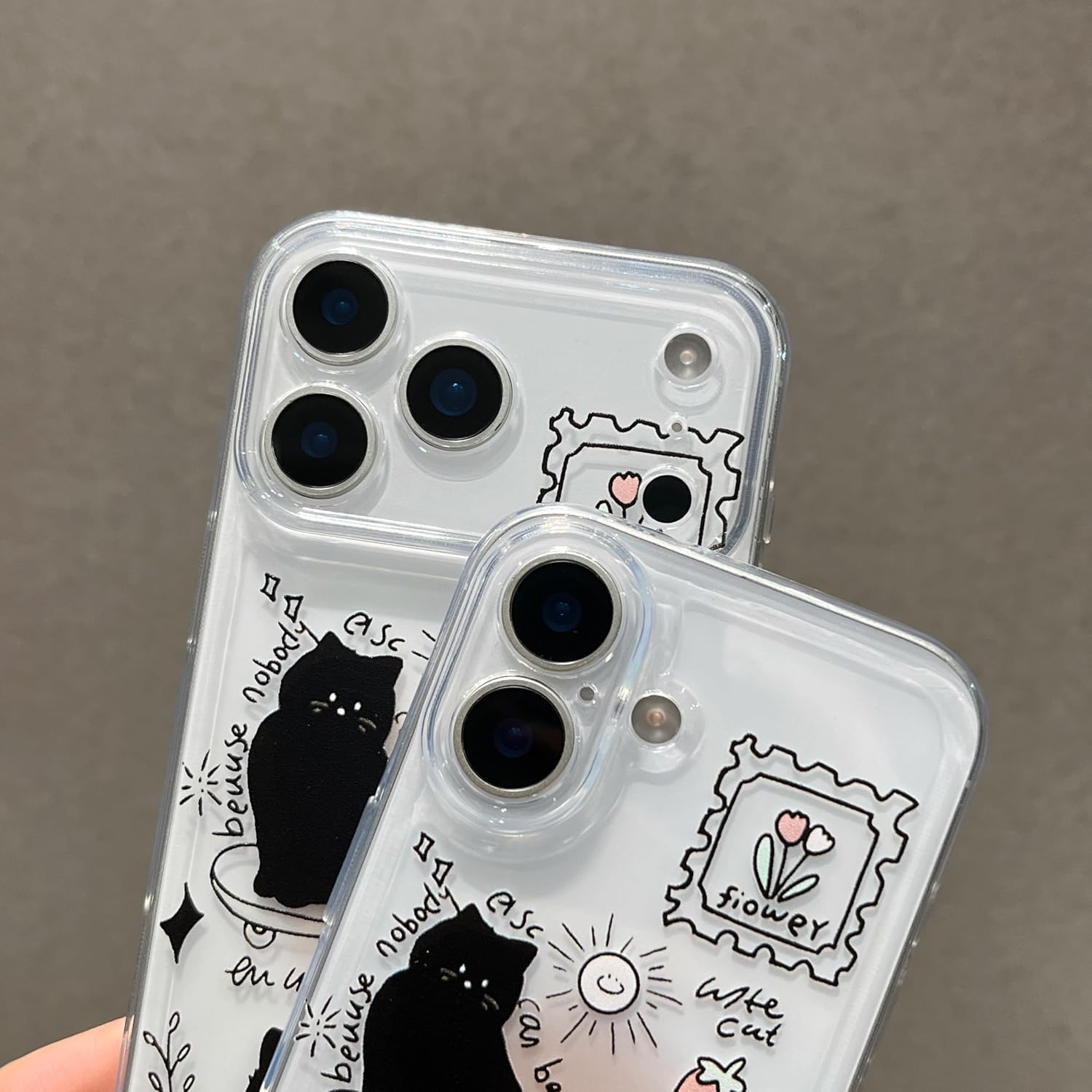 FLIRACON Cute Cartoon Cat Flowers Coconut Tree Clear Soft Phone Case Compatible with iPhone Case(Clear,for iPhone 15) image 3
